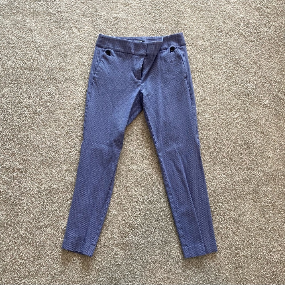 LOFT Marisa Blue and White Checkered Skinny Pant Size 2